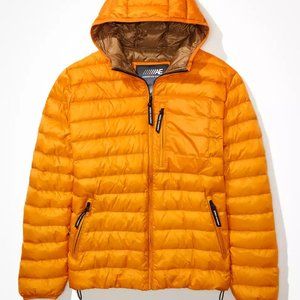 American Eagle Hooded Puffer Jacket (Yellow)